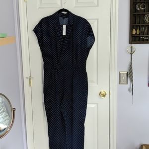 J. Crew Navy Polka Dot Jumpsuit size 10
